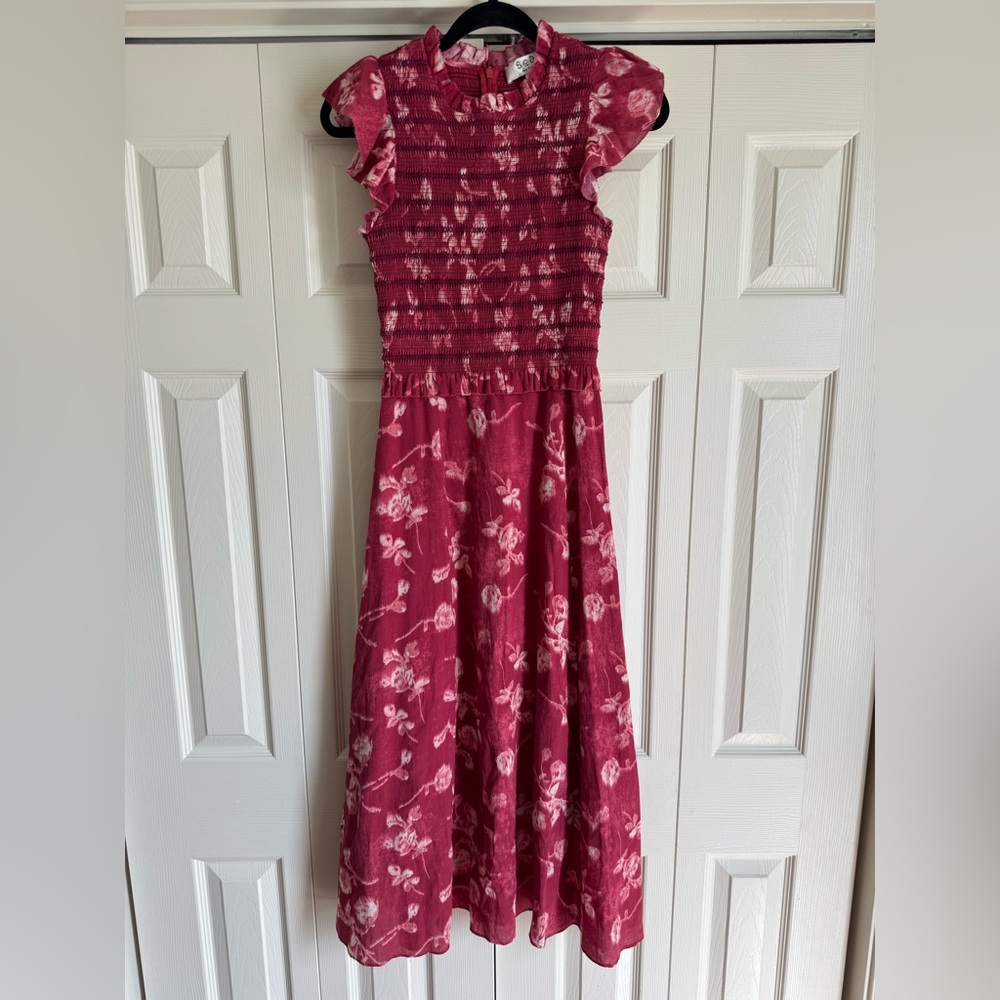 Sea New York Monet Smocked Midi Dress Size 0 - Picture 5 of 10